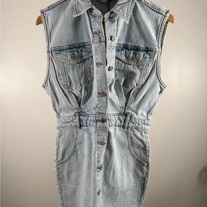 Zara Light Blue Denim Top